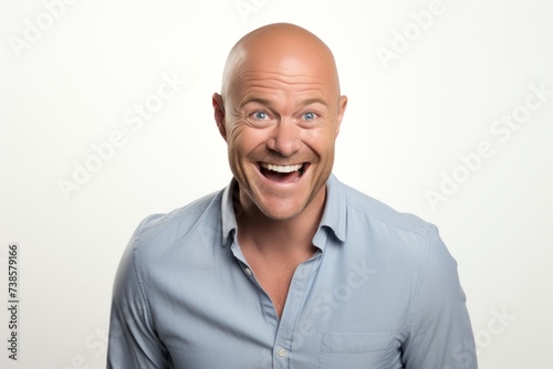 Portrait of a happy mature man laughing and looking at camera.
