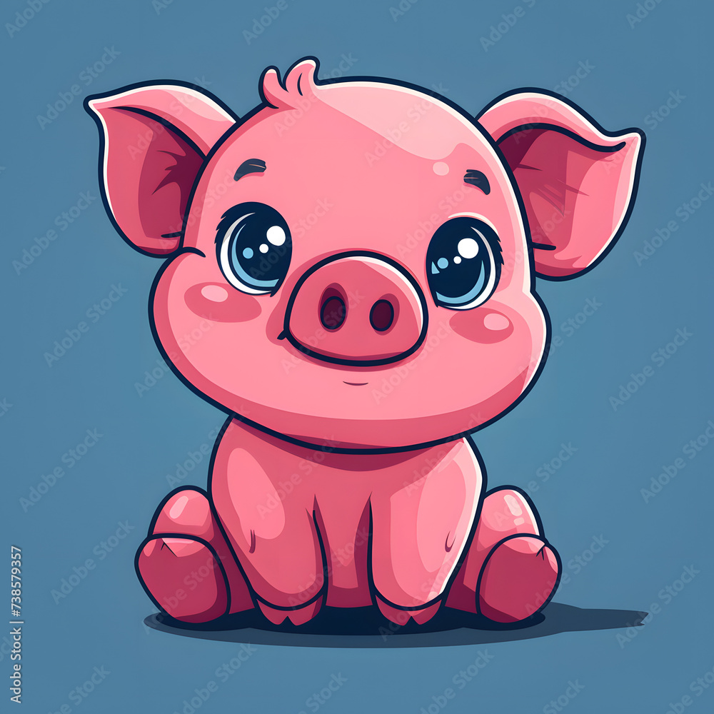 cartoon pig character, flat logo of Vector cute pig illustration cartoon pig character, flat logo of Vector cute pig illustration