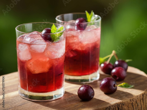 Wallpaper Mural Iced drink -  cranberry tea or juice with ice , lemon and mint . Torontodigital.ca