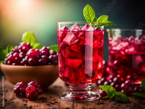 Wallpaper Mural Iced drink -  cranberry tea or juice with ice and mint . Torontodigital.ca