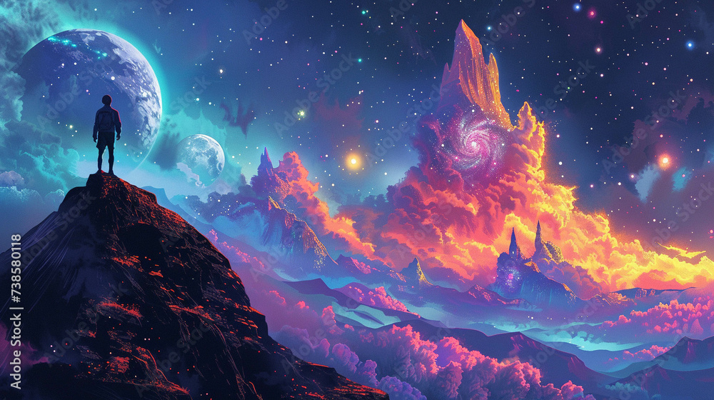 Pop literature and cosmic art merge in a fantasy illustration showcase
