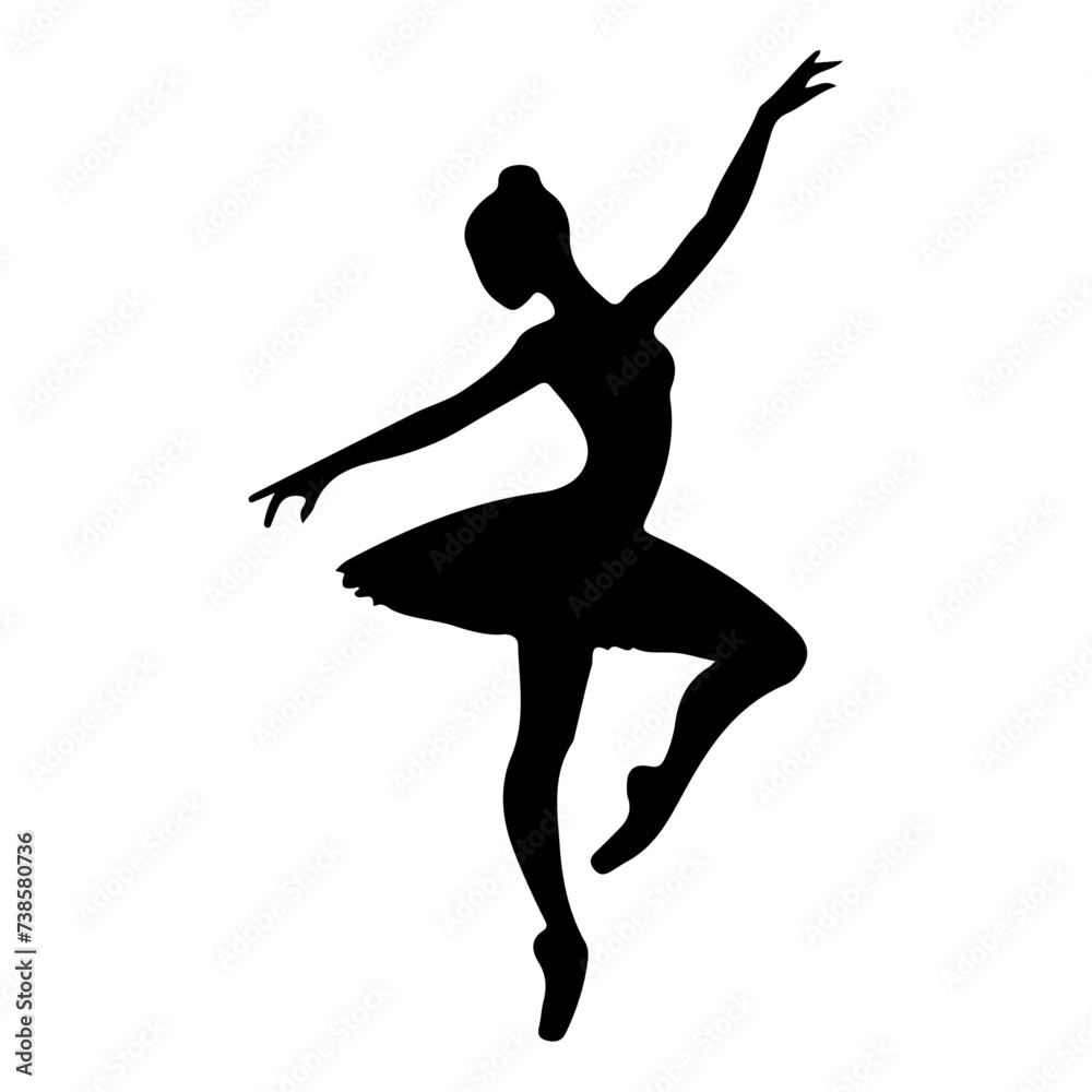 Ballerina vector icon in flat style black color silhouette, white background