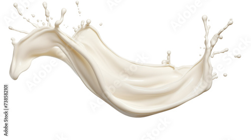 Obraz na płótnie White milk or yogurt splash in wave shape isolated on white background. An element for creating collages for advertising and product presentations w salonie