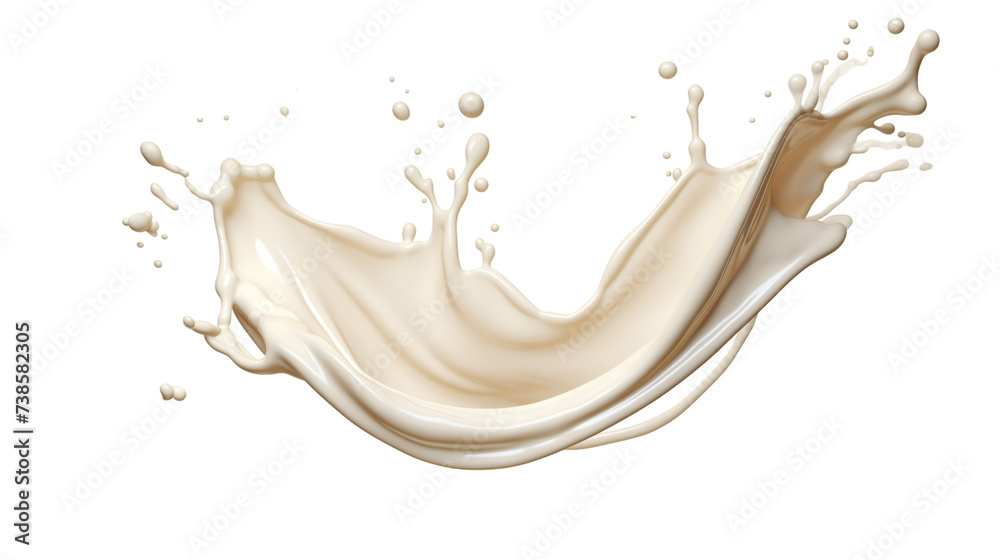 White milk or yogurt splash in wave shape isolated on white background. An element for creating collages for advertising and product presentations White milk or yogurt splash in wave shape isolated on white background. An element for creating collages for advertising and product presentations