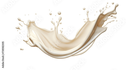 White milk or yogurt splash in wave shape isolated on white background. An element for creating collages for advertising and product presentations