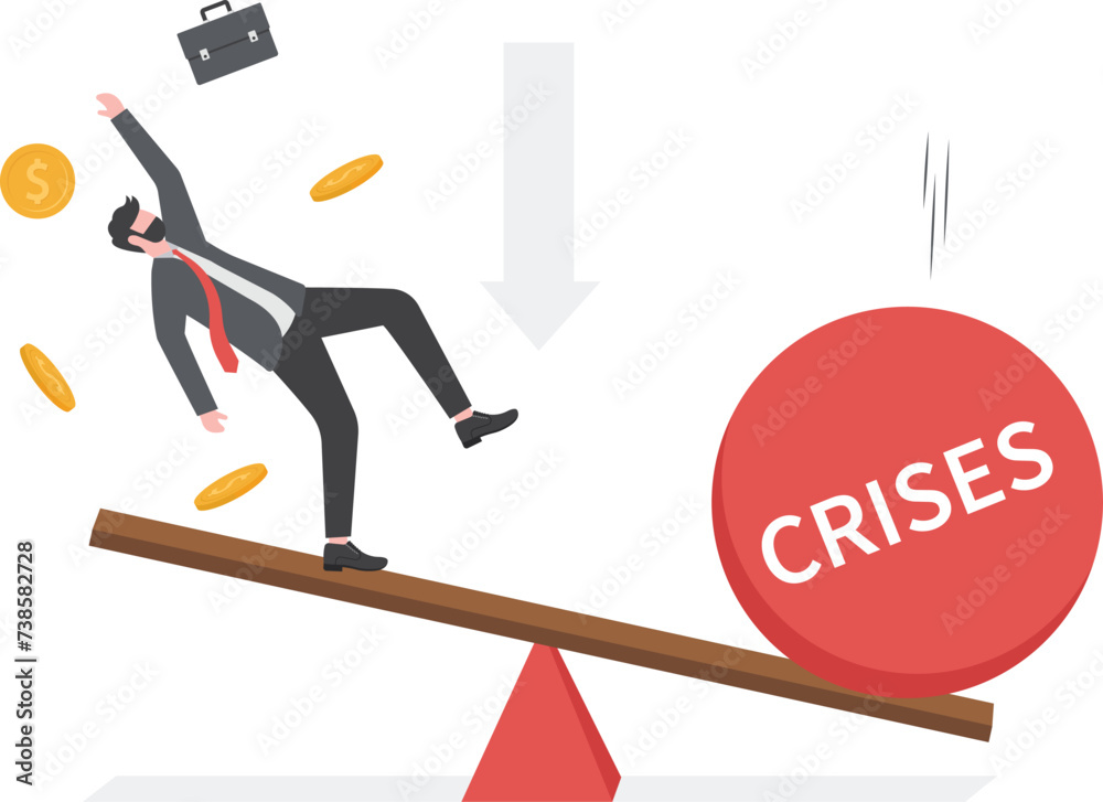 Huge Ball Unbalance Businessman on Seesaw, Business Finance and Economic Global Crisis Concept
Huge Ball Unbalance Businessman on Seesaw, Business Finance and Economic Global Crisis Concept