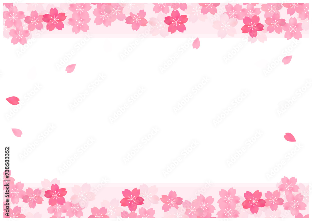 桜の花が美しい春の桜フレーム背景38