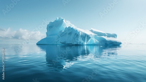 A serene iceberg floating in the tranquil blue waters of the Arctic, showcasing the beauty and solitude of nature.