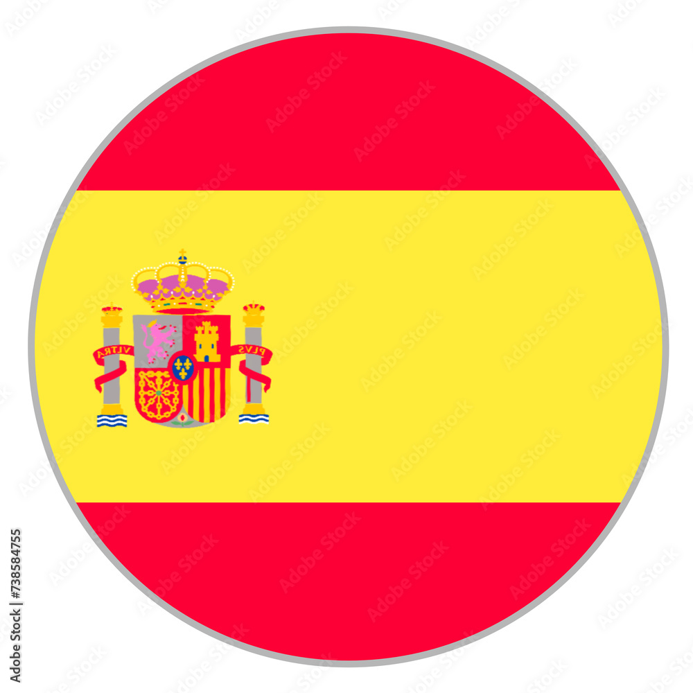 spanish flag round shape isolated on white