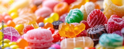 Colorful sweet candy food wide background