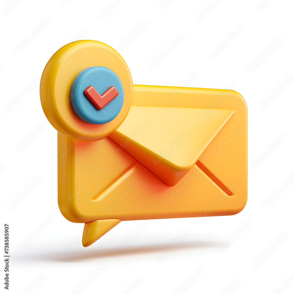3D Chat bubble talk icon with envelope on background. 3D Chat bubble talk icon with envelope on background.