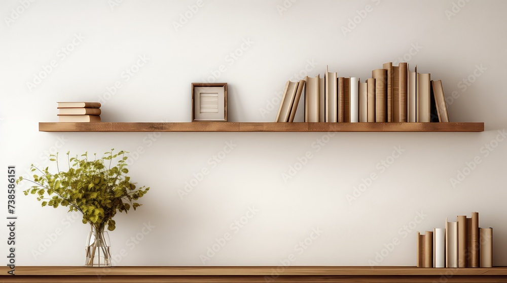 Bookshelf with books and vase - 3D Rendering Bookshelf with books and vase - 3D Rendering