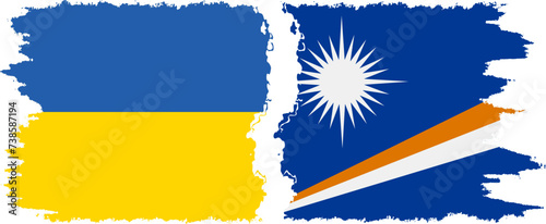 Marshall Islands and Ukraine grunge flags connection vector
