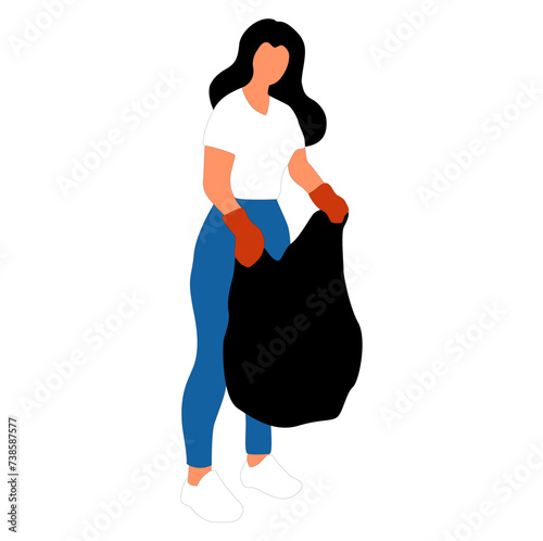 Woman holding a trash bag