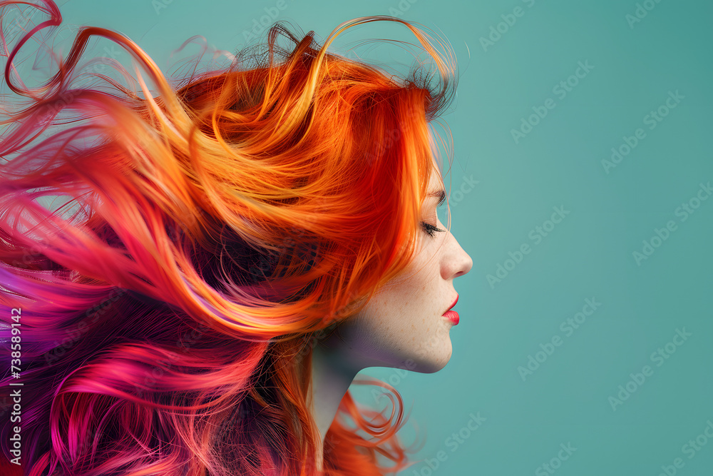 Fototapeta premium Portrait of woman with long hair.