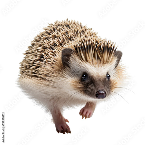 Hedgehog running isolated on transparent or white background