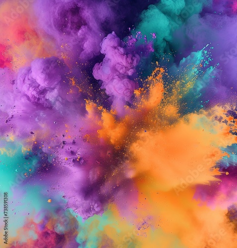 Happy Holi Festival Indian Culture Holiday Celebration Beautiful Colors Abstract Art Background