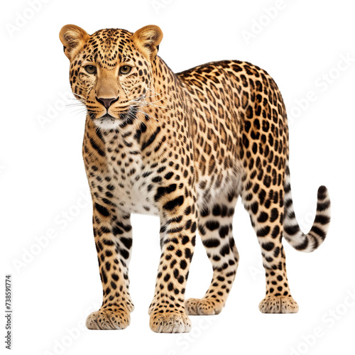 Leopard standing isolated on transparent or white background