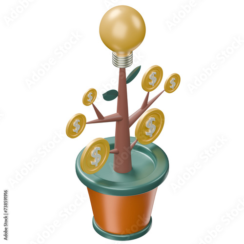 3d render of a gold and plant (ID: 738591916)
