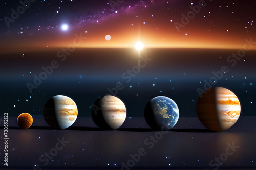 Planets of the solar system in the starry sky.