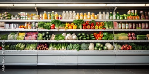 Fresh vegetables on a shelf in a supermarket for background.