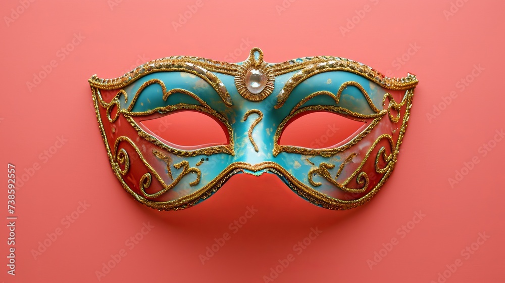 Eye Mask for Mardi Gras Carnival on Solid Color Background