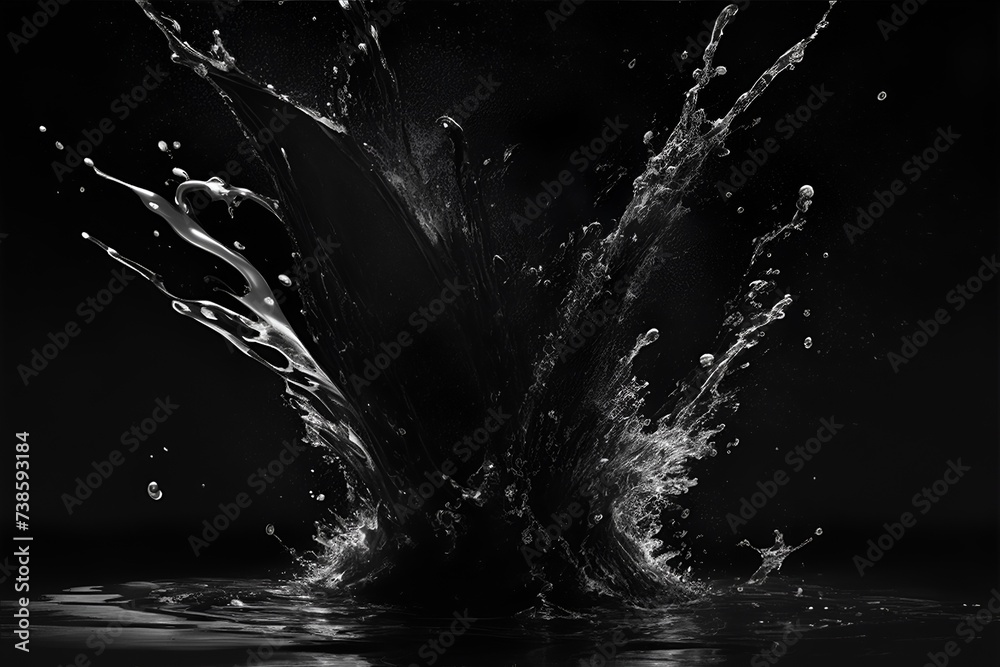 Black beautiful liquid splashes. Background for design projects. Illustration created using artificial intelligence. Illustrations and Clip Art AI generated. Black beautiful liquid splashes. Background for design projects. Illustration created using artificial intelligence. Illustrations and Clip Art AI generated.