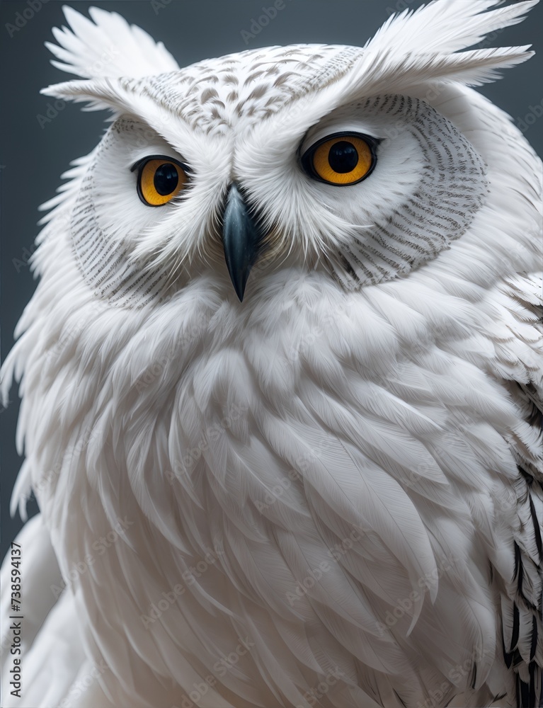 Obraz premium A bird, a formidable eagle owl or a smart owl. Fashionable background for design projects. Illustrations created using artificial intelligence. Illustrations and Clip Art AI generated.