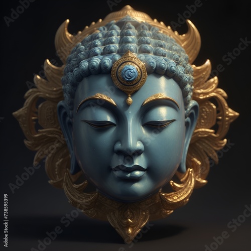 Buddha portrait, god statue. Fashionable background for design projects. Illustrations created using artificial intelligence. Illustrations and Clip Art AI generated. © ae