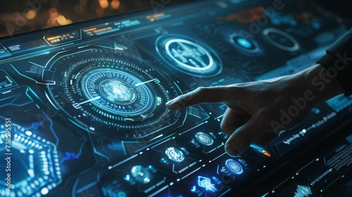 Futuristic User Interface Being Touched by a Person, Symbolizing Connectivity and Innovation