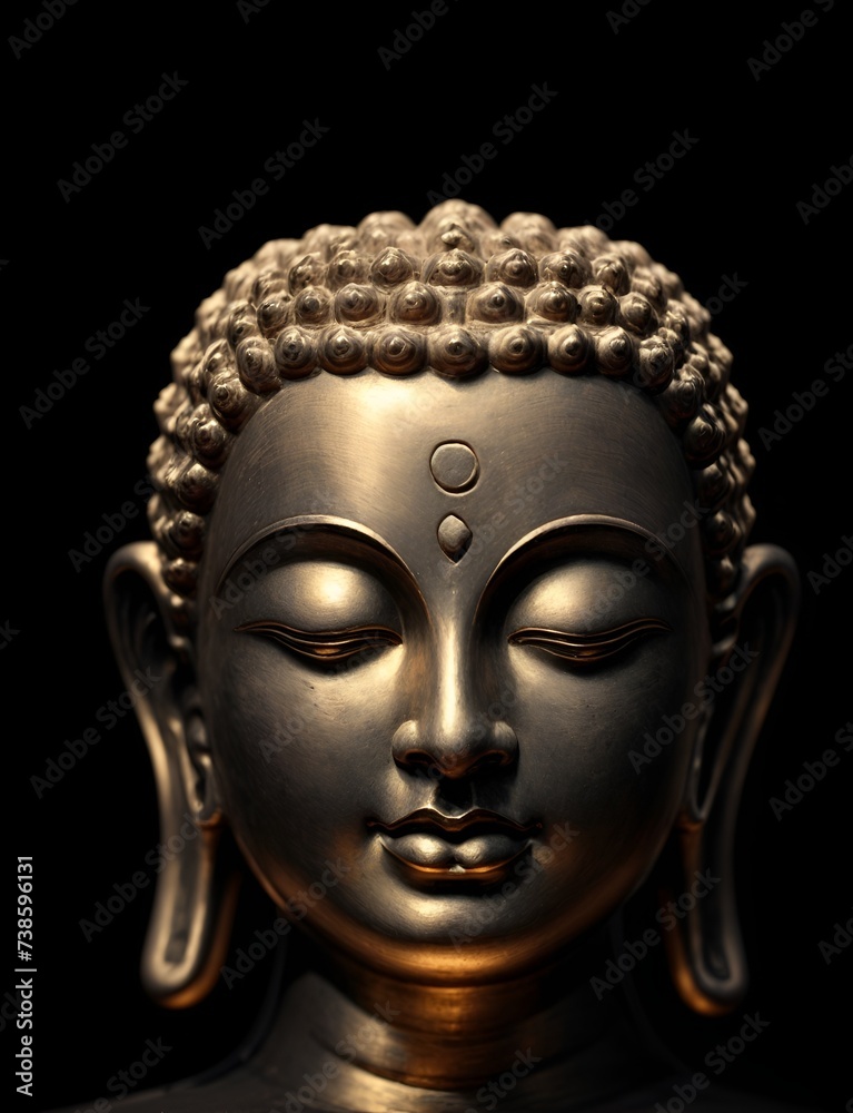 Buddha portrait, god statue. Fashionable background for design projects. Illustrations created using artificial intelligence. Illustrations and Clip Art AI generated.