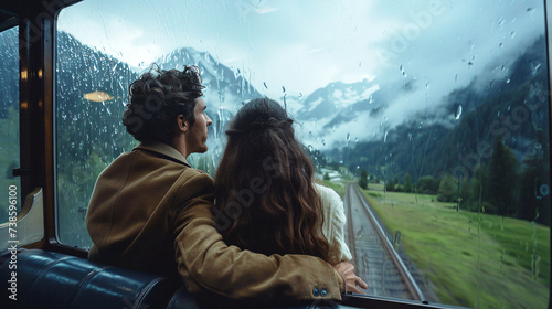 A couple on a train.