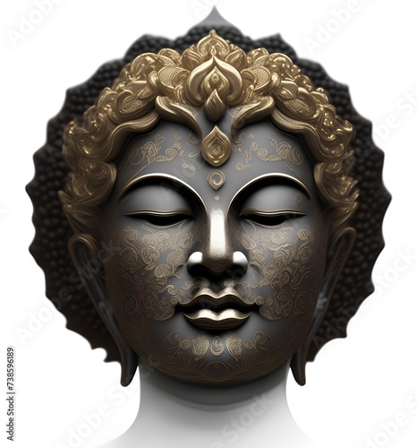 Buddha portrait, god statue. Fashionable background for design projects. Illustrations created using artificial intelligence. Illustrations and Clip Art AI generated. © ae