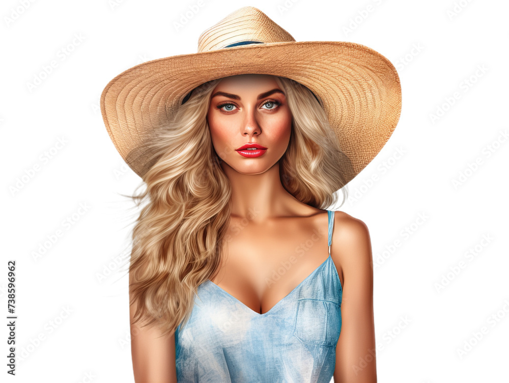 A beautiful young woman wearing summer clothing on the transparent background. A beautiful young woman wearing summer clothing on the transparent background.