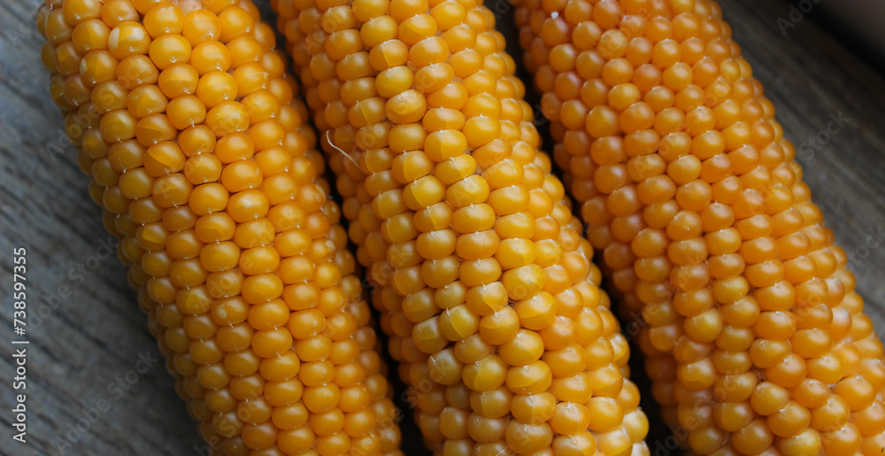 Dry Corn For Homemade Popcorn On Kitchen Wood Board Dry Corn For Homemade Popcorn On Kitchen Wood Board