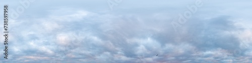 Dramatic overcast sky panorama with dark gloomy Cumulonimbus clouds. HDR 360 seamless spherical panorama. Sky dome in 3D, sky replacement for aerial drone panoramas. Climate and weather change.