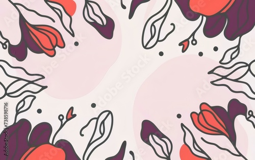 Elegant abstract background with outlined peony petals.