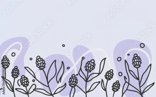  Stylish abstract background with outlined lavender stems.
