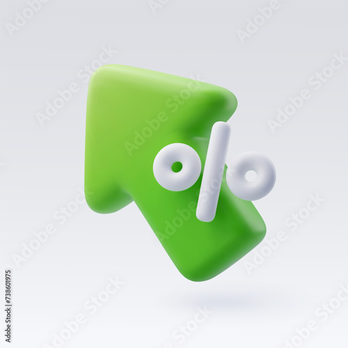 3d Vector Arrow growth stock market with percent, Financial investment, Business and financial concept