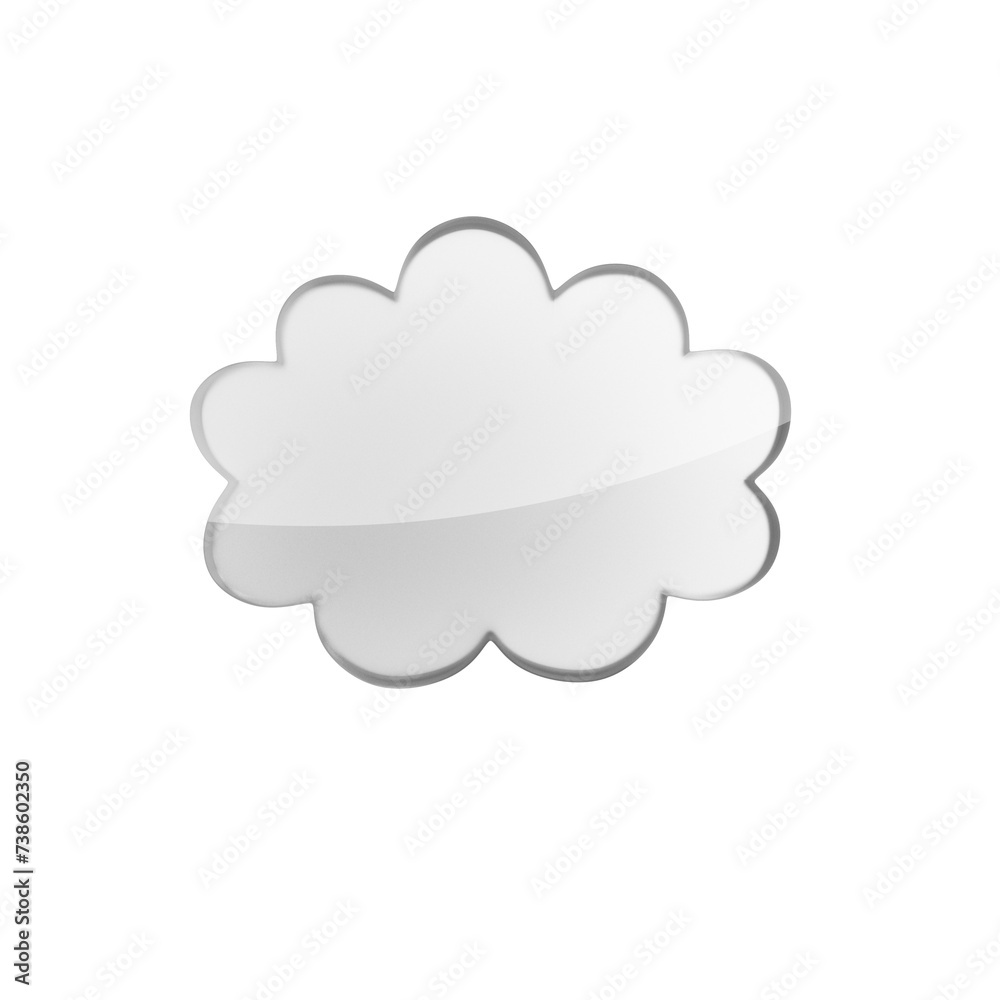 Transparent glass speech bubble, 3D cloud design mockup on neutral background. 3D Rendering Transparent glass speech bubble, 3D cloud design mockup on neutral background. 3D Rendering