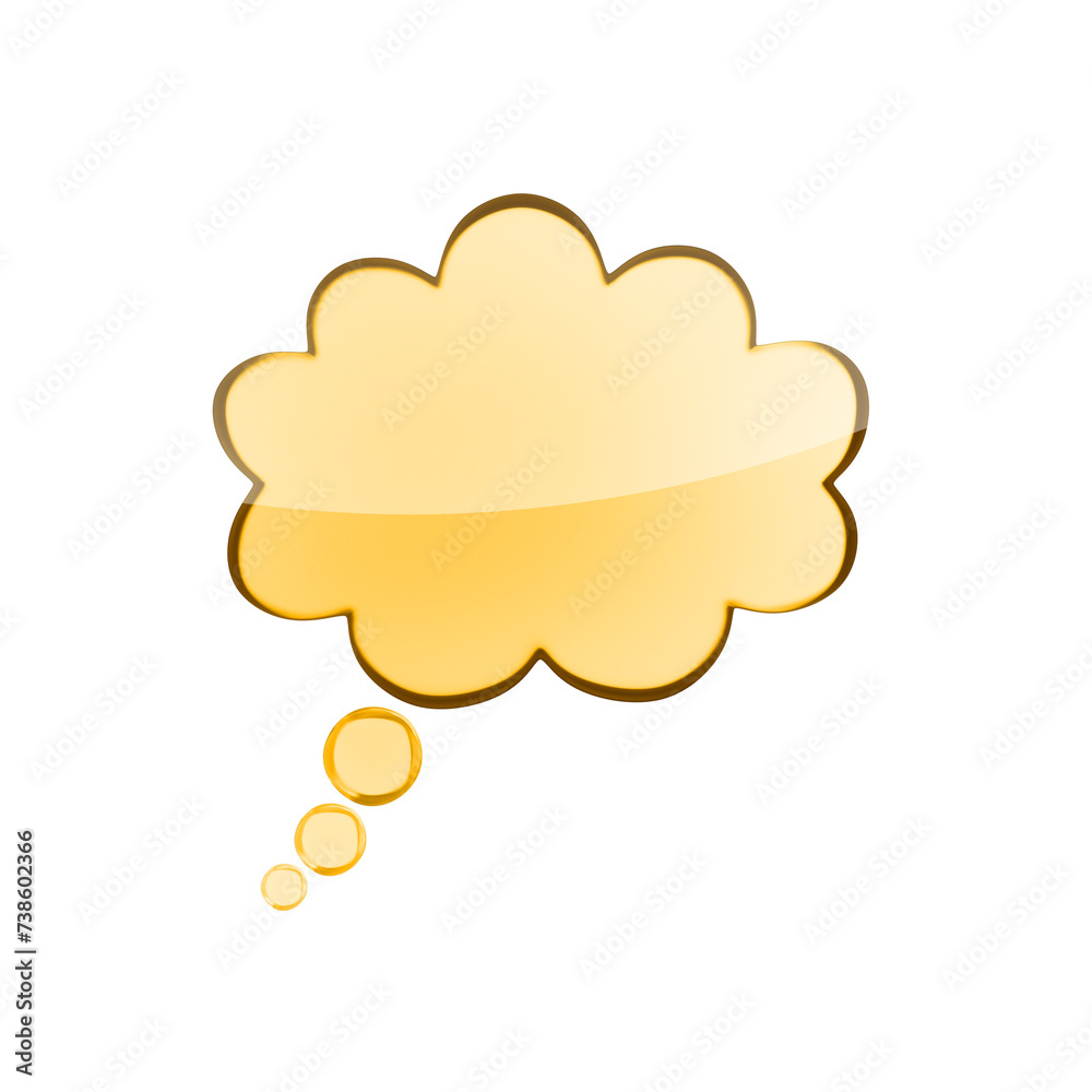 Reflective golden 3D speech bubble, cloud design for luxurious mockups. 3D Rendering Reflective golden 3D speech bubble, cloud design for luxurious mockups. 3D Rendering