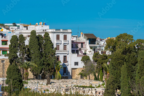 Tangier, Morocco. Old Jewish tombs in the Jewish cemetery between Rue de Portugal and Rue de la Plage.