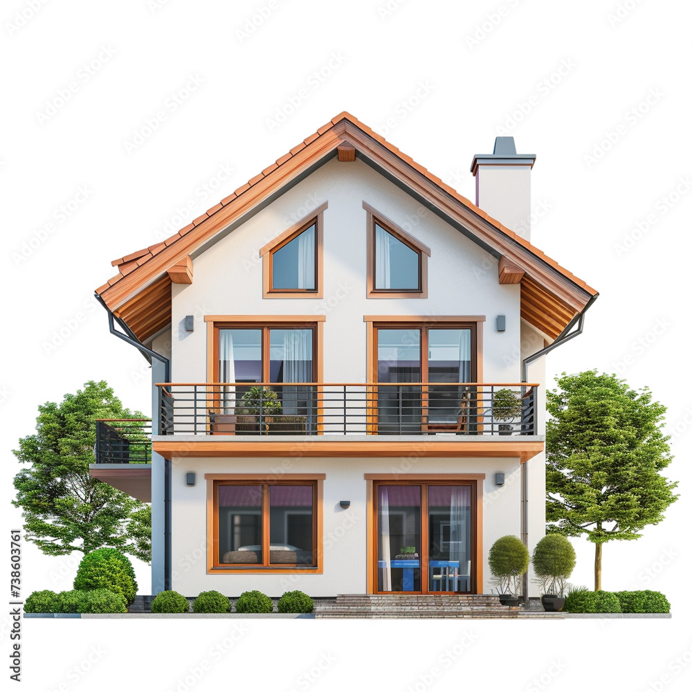 modern house isolated on transparent background