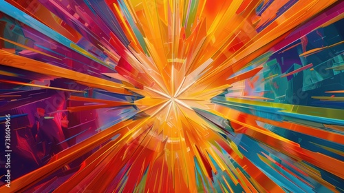 A vibrant 3D starburst evokes excitement and brilliance.