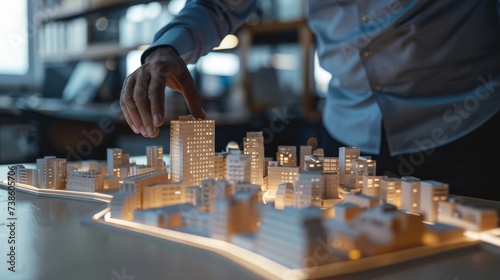 Man Pointing at Model of City