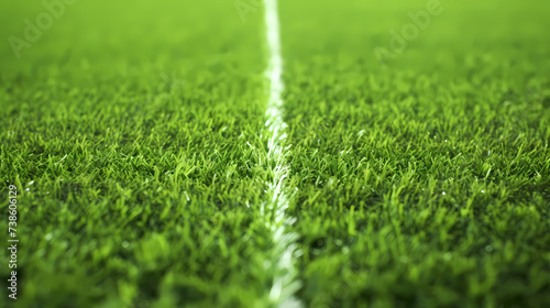 Green artificial grass with white corner lines © jiejie