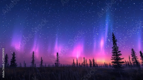 Enchanting aurora borealis dancing across a star-studded night sky