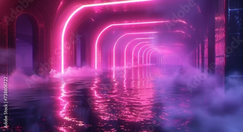a neon light and fluorescent background with stripes