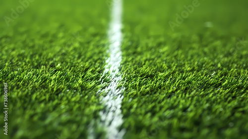Green artificial grass with white corner lines © jiejie