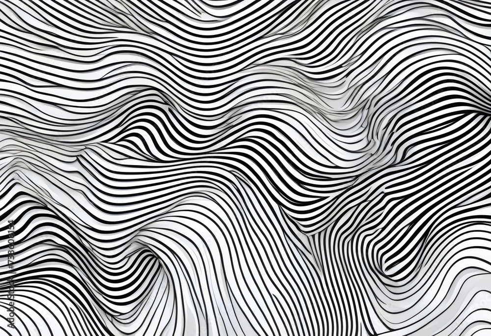 Abstract Black and White Wavy Lines Pattern